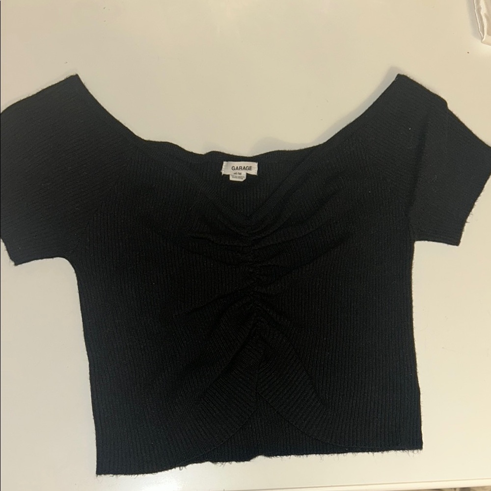 Garage Black Scrunched Top